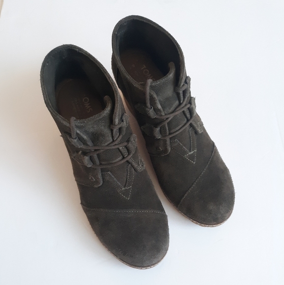 Toms Desert Wedge Olive Suede Booties size 8.5 - Picture 6 of 8